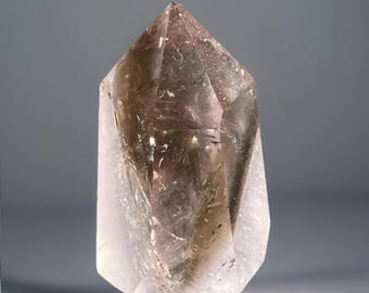 Amethyst with Smoky quartz Crystal Tower, Natural Phantom Gemstone Small Obelisk Point, Rocks for Decor & Crystal Grids