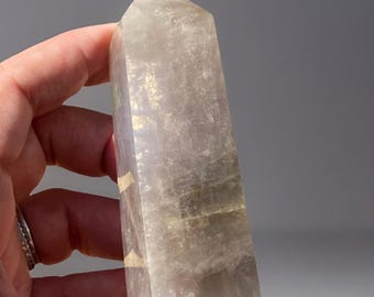 Blue Rose Quartz Tower • Golden Rainbow flash Rare Crystal Quartz  • Unique Natural Gifts