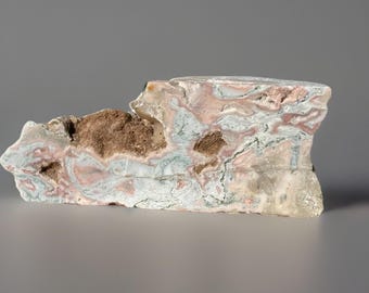 Pink Moss Agate Rough Freeform Specimen with Calcite