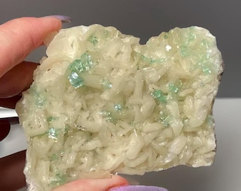 Stilbite in Zeolite Green Apophylite Specimen, Unique Natural Crystals - #97