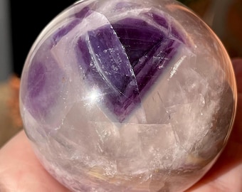 Amethyst Sphere with Blue Phantoms, Natural  XLarge Amethyst Crystal Ball with Rainbows