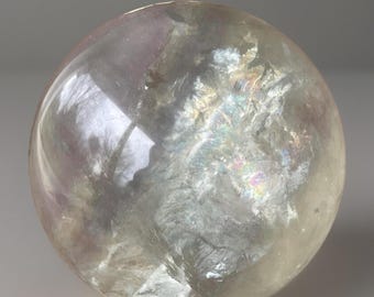 Green Fluorite Sphere, Metaphysical Crystals, Rainbow Fluorite Gift Ball - #E, Polished Unique Natural Gems