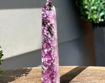 Kunzite Gem Lepidolite Tower with a Flash AAA Grade Collector Edition Crystal Gifts, #1