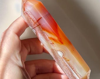 Carnelian Double Point Crystal, Unique Crystal DT Point, Red Carnelian Agate