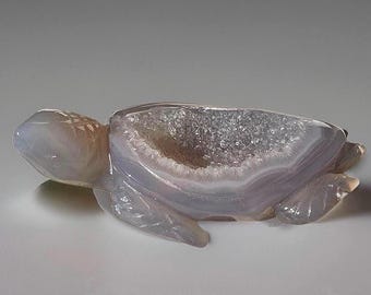 Druzy Agate Sea Turtle • Crystal Carving • Natural Stone Beach Home Decor • Unique Agate Turtle • Sparkly Animal Gem Carvings