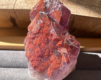 Lustrous Hematite included Amethyst - Hyderabad, India: Collector's Mineral Display Crystal Unpolished Natural Specimen