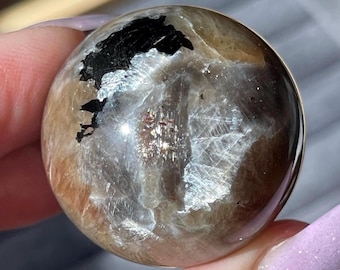Moonstone Mica Sunstone Sphere • Crystal Gifts for Gem Collectors • Unique Stone Home decor • Rare HQ Crystal Specimen