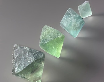 Fluorite Octahedrons, Unique Crystal Formation, Natural Blue Green Fluorite Stone Home Decor