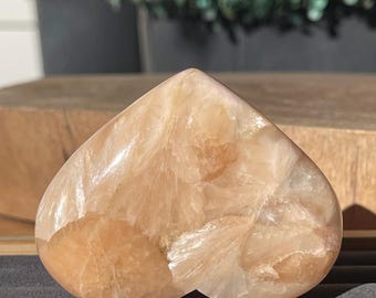Peach STILBITE Large Crystal Heart: Collectors Crystal From India (368)