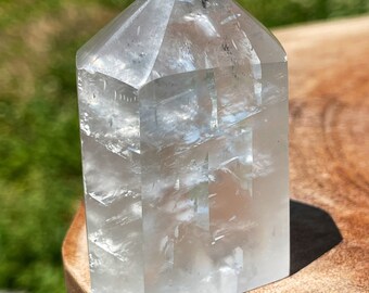 Optical White Calcite Tower with Rainbows