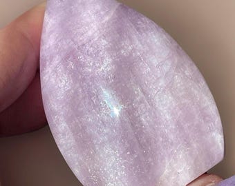 Kunzite Flame Drop with a Silver Flash and Rainbow AAA Grade Collector Edition Crystals, Lavender Pink Polished Kunzite