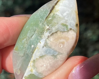 Green Flower Agate Marquise Palmstone - High Quality Collector Crystal Stone