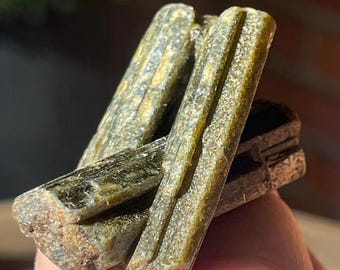 Green Tourmaline Mineral Specimen: Natural Unique Formation Rough Unpolished terminated Tourmaline