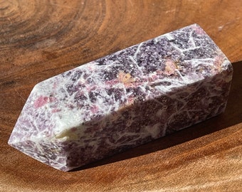 Unicorn Stone Tower, Pink Tourmaline Smoky Madagascar Lepidolite Crystal Point