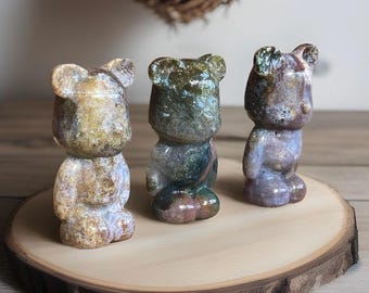 Ocean Jasper Bear Carving • Cute Colorful Natural Crystal Animal Figurine