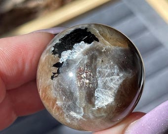 Moonstone Mica Sunstone Sphere • Crystal Gifts for Gem Collectors • Unique Stone Home decor • Rare HQ Crystal Specimen