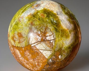 Green Opal Sphere, Natural Green Crystal Ball, Olive Green Polished Opal (388)