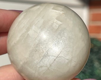 Green Silky Moonstone High Quality Sphere with Silver Flash and Confetti, Sage Green Moonstone HQ Incredible Rare Crystal Find