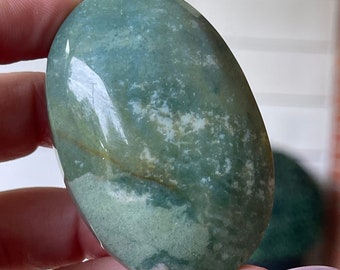 Green Jasper Palm Stone, Crystal purse pocket stone, #20
