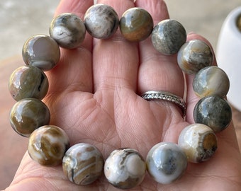 8th Vein Ocean Jasper Bracelet XL beads. Orbicular Ocean Jasper, old stock, collectors edition