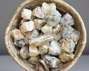 Dendritic White Opal Rough, Natural Australian Crystal, Raw & Unpolished Rocks