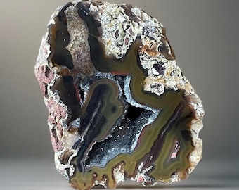 Laguna Agate Nodule – Polished Face, Black Quartz, Rare Mexico Agate