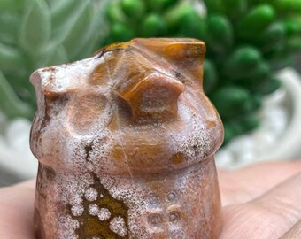 Carved Mini Mushroom house |Moss Agate OJ Quartz Carvings| Home Decoration |Mineral specimens | ReikiHeal |Crystal Gifts,Energy crystals