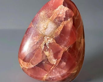 Jelly Rhodochrosite Gemmy Large Freeform, Deep Pink Gel Rhodochrosite Crystal Specimen