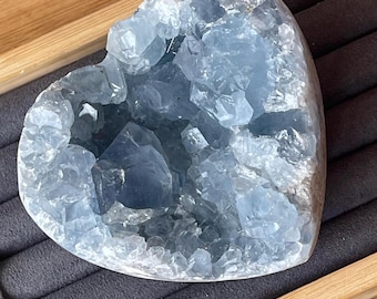 Blue Celestite Heart, Gemmy Celestine Specimen (11)