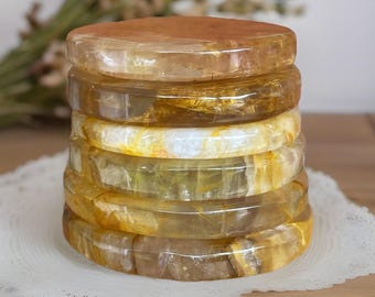 Golden Healer Quartz Crystal Disck Slice, Golden healer flats & rounds, Solar Plexus Chakra