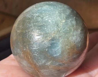 Natural Aquamarine XL Sphere, Untreated Unique Mineral Polished Specimen, Collector’s Crystal (413)