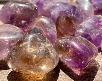 Natural Bolivian Ametrine, River Polish Ametrine Gemstone, Lapidary Raw Stone