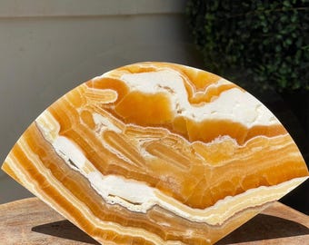 Orange Calcite Premium Statement Slab  • Xl Natural Crystal Stone • White & Orange Unique Calcite #60