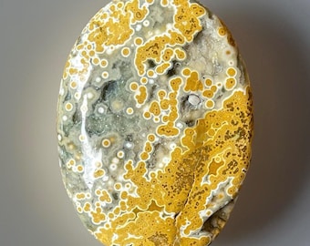 Druzy Ocean Jasper Palmstone: 54mm Yellow And Green Ocean Jasper With Gorgeous Sugar Druzy Stunning Display Palm