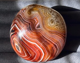 Sardonyx Crystal Palmstone, Carnelian Onyx Polished Stone, Unique Geometric Crystals