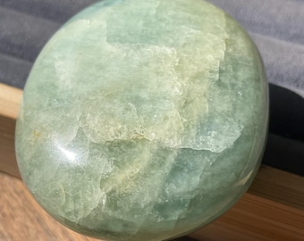 Aquamarine XLarge Palmstone, Untreated Sea Blue Natural aquamarine with Confetti Sparkle, Polished Bicolor Aquamarine Pocket Purse Crystal