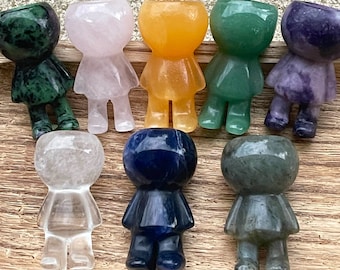 Cup head Character Crystal Carving | Quartz, Lepidolite, Sodalite , Aventurine, Calcite , Ruby zoisite, Rose Quartz | Mini Sphere holder