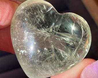 Prasiolite Heart, Unique Green Quartz Crystal (343)
