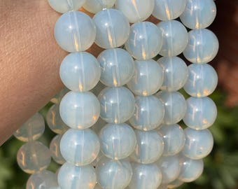 Opalite Beaded Bracelet - 12mm Beads: Layering Gemstone Jewelry