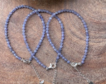 Tanzanite faceted beads Bracelet, Minimalist Bracelet, Purple Blue Tanzanite 4mm beads, Layering Stacking gemstone bracelet