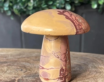 Mookaite Mushroom Carved Crystal, Colorful Mookite Woodland Whimsy Home Decor, Unique Crystal Rock specimen, Stones for plant lovers
