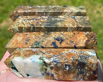 Azurite Malachite Tower - Natural Blue Green Copper Ore Obelisk - Rare Mineral Specimen - Collector's Crystal Point