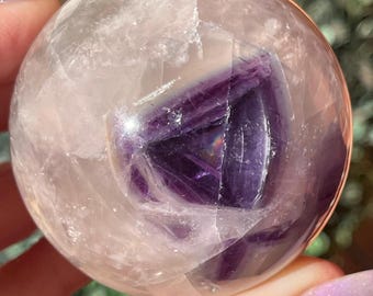Amethyst Sphere with Blue Phantoms, Natural  XLarge Amethyst Crystal Ball with Rainbows