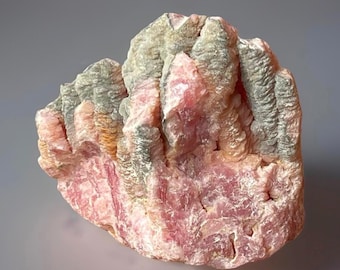 Rhodochrosite Stalactite Formation, Pink Rhodochrosite With Natural Gray Manganese Ridges, Capillitas Argentina, Rare Crystal Formation
