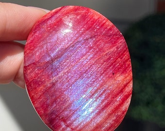Red Moonstone with Incredible Blue and Gold Flash