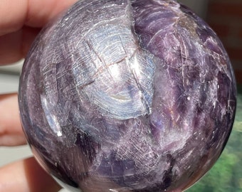 Gem Lepidolite Big sphere with Purple Blue Silver Color, Lepidolite Collector Grade Crystal Sphere