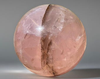 Star Flash Rose Quartz XL Sphere with Dendritic inclusions and Rainbow, Madagascar Rose Quartz , HQ Crystals
