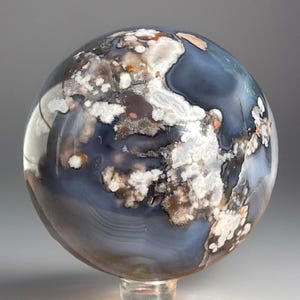 Black Flower Agate XL Sphere, HQ Collectors Crystals