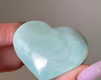 High Quality Turquoise Green Flower Agate Heart - Unique Crystal Gift