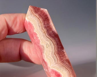 Jelly Rhodochrosite Tower, Natural Pink Crystal Point, Heart Chakra Meditation